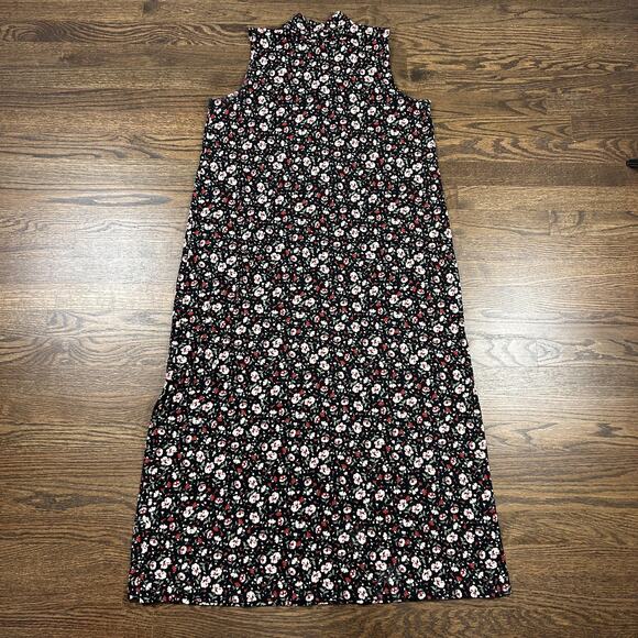 J Jill Wearever Collection Dress Womens Medium Black Floral Sleeveless Midi - Picture 12 of 12